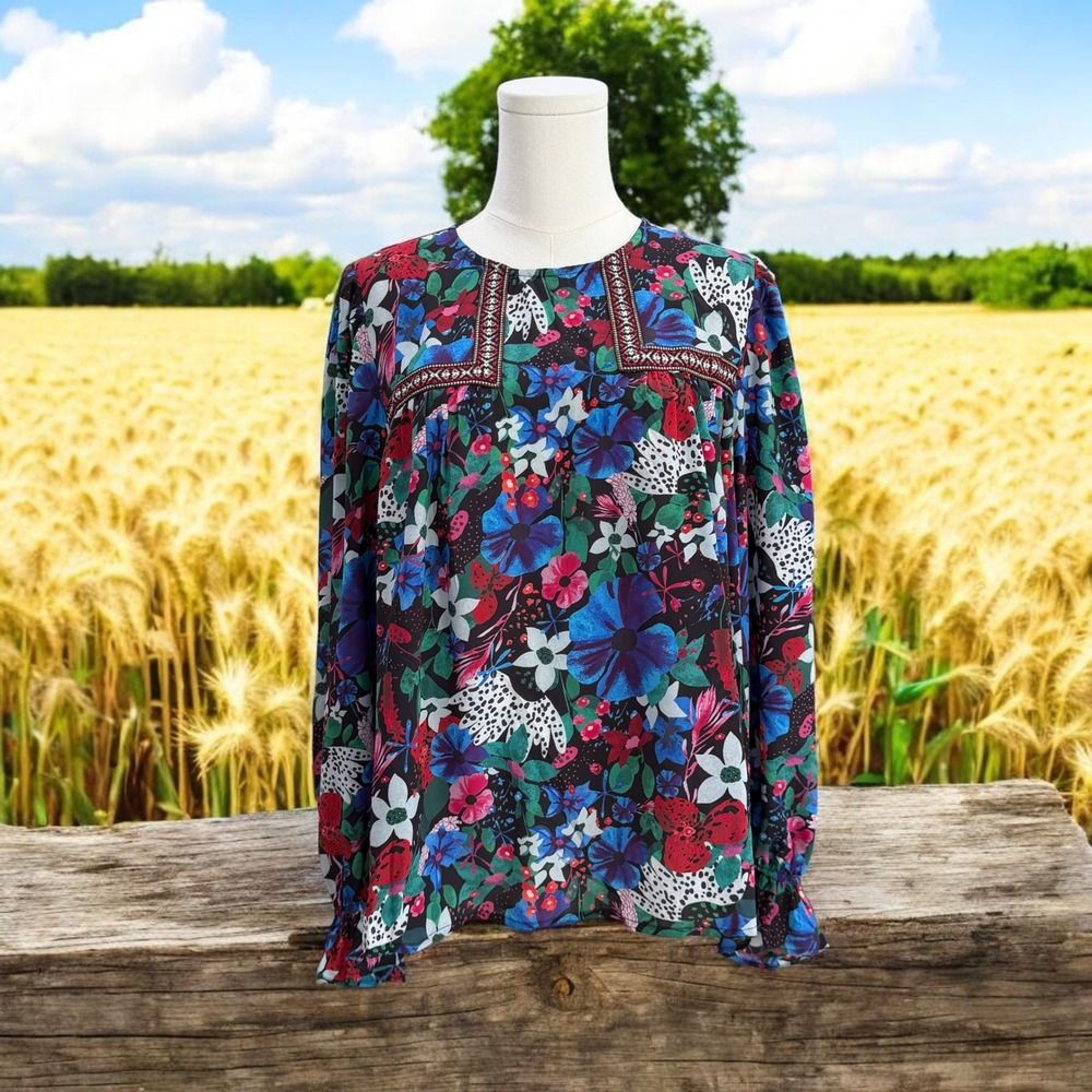 Jodifl Floral Cottagecore Boho Peasant Blouse Prairie Whimsical Feminine Top NWT